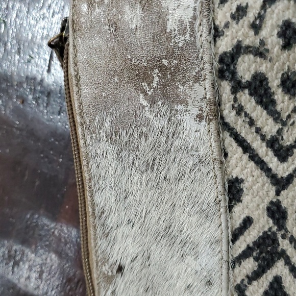 MYRA BAG LEATHER COWHIDE CANVAS WRISTLET CROSSBODY - Picture 2 of 8